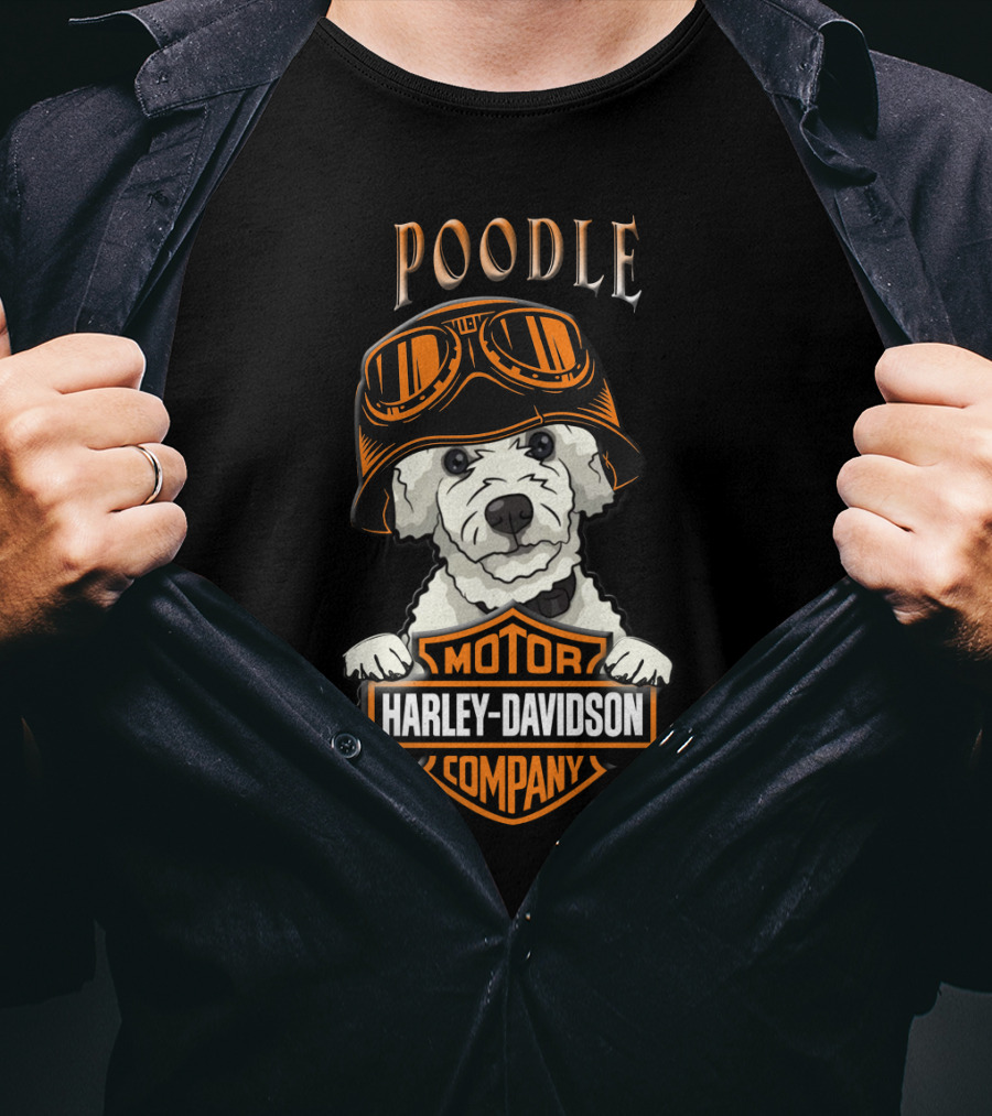 Poodle Harley Davidson Motorcycle Company Dog Helmet T-Shirt