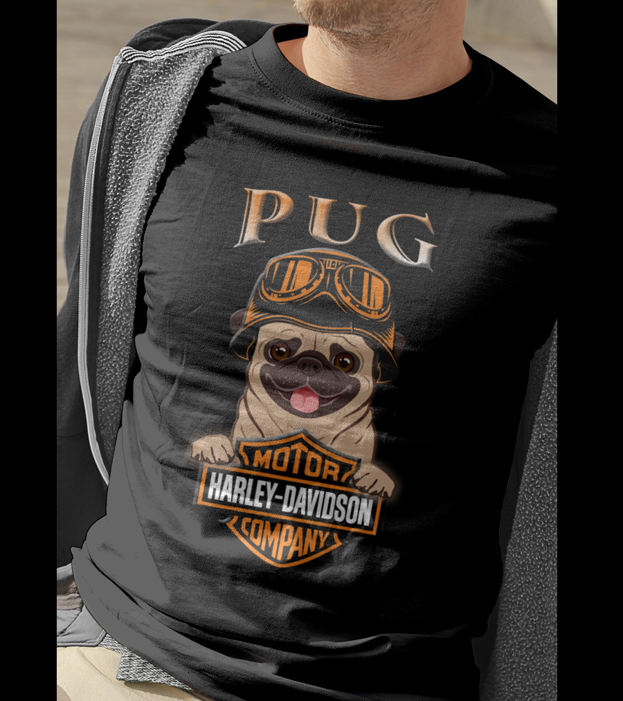 Pug Harley Davidson Motor Company Motorcycle Goggles T-Shirt