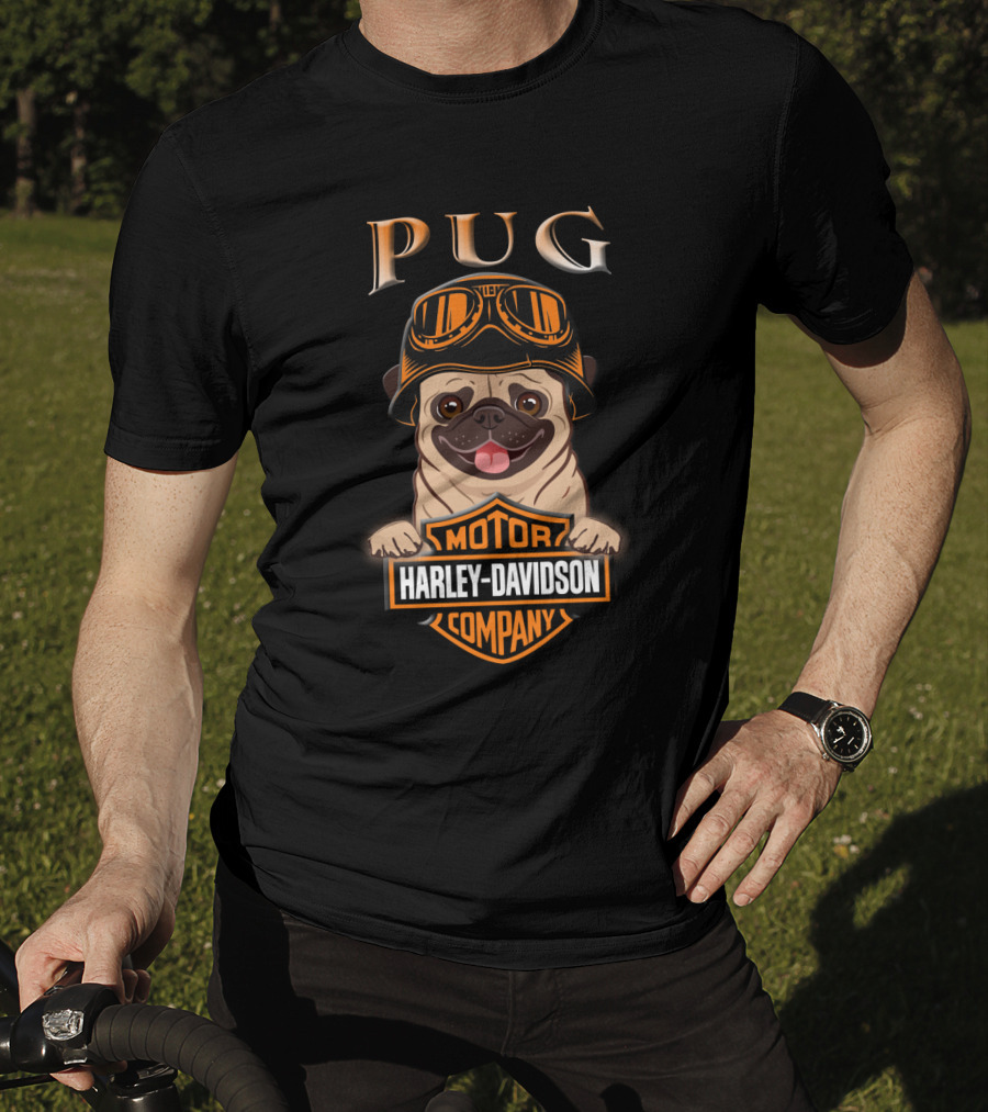 Pug Harley Davidson Motor Company Motorcycle Goggles T-Shirt