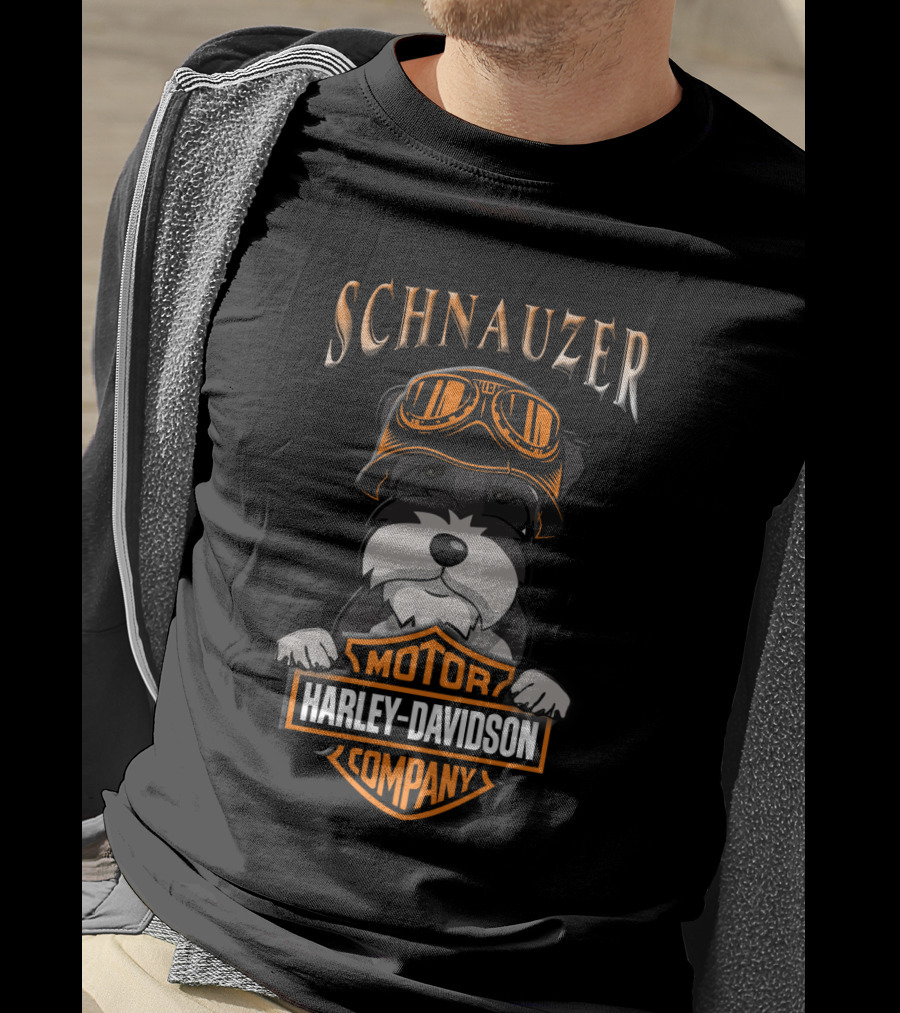 Schnauzer Harley Davidson Motor Company Goggles T-Shirt