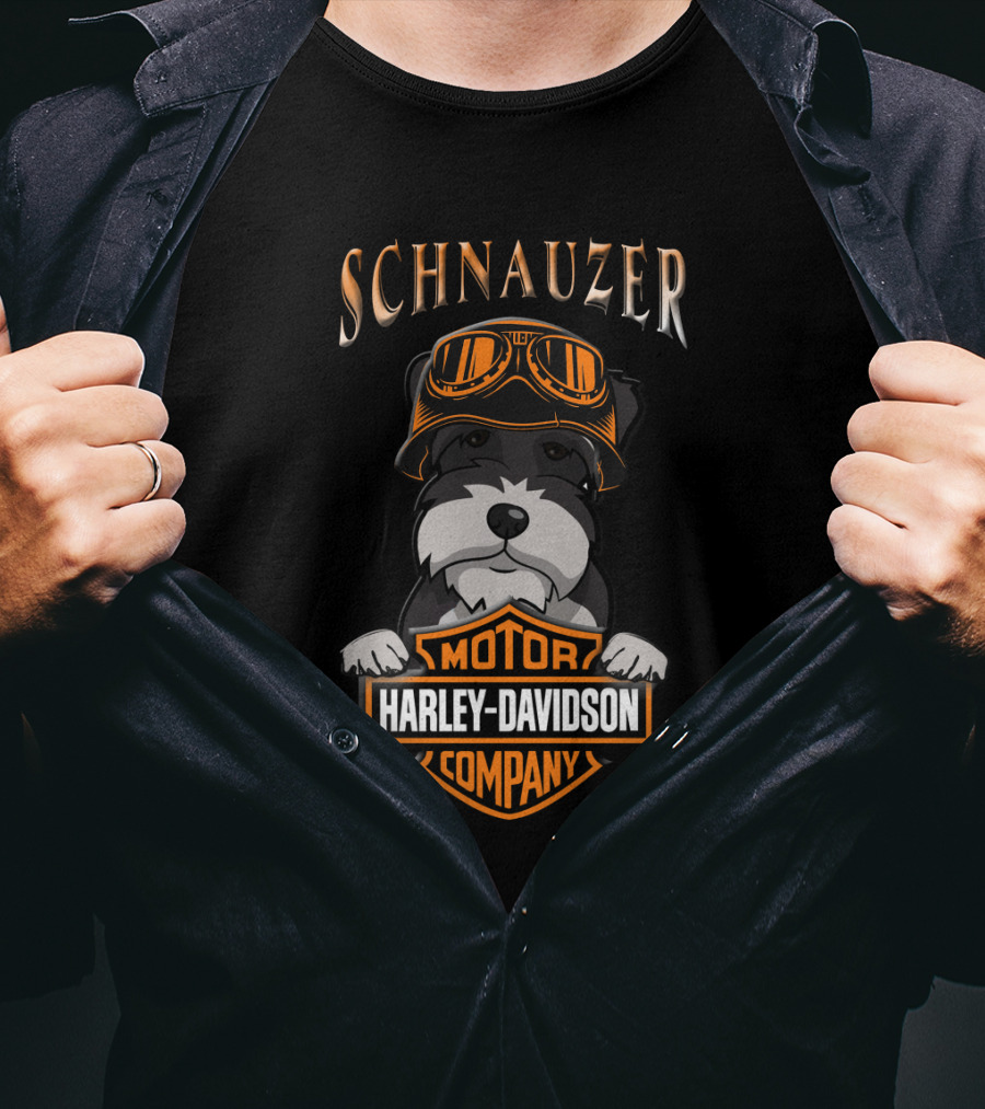 Schnauzer Harley Davidson Motor Company Goggles T-Shirt