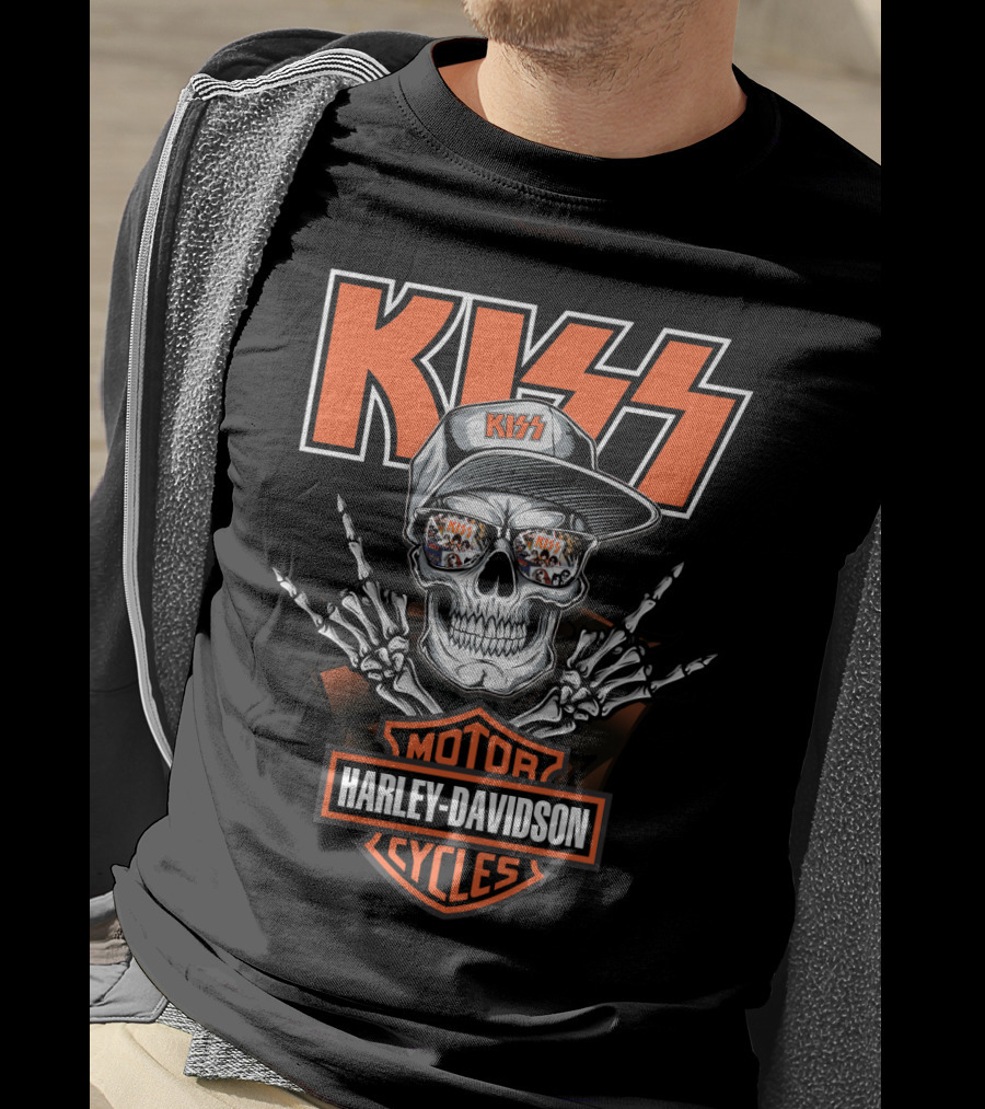 Kiss Harley Davidson Motorcycles Skull T-Shirt