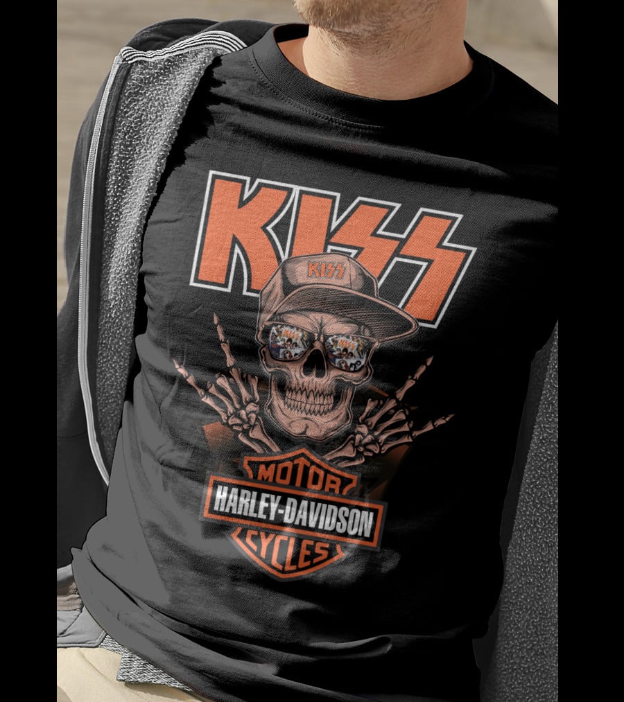 Kiss Harley Davidson Motor Cycles Skull Logo T-Shirt