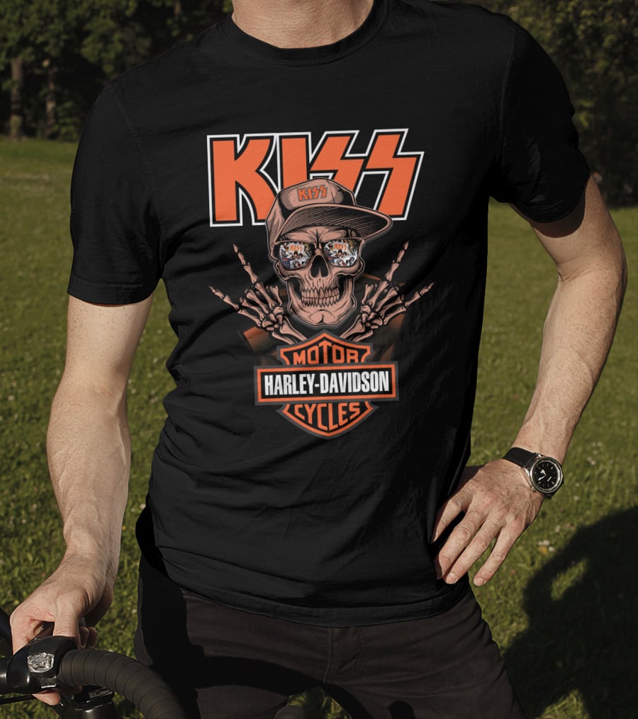 Kiss Harley Davidson Motor Cycles Skull Logo T-Shirt