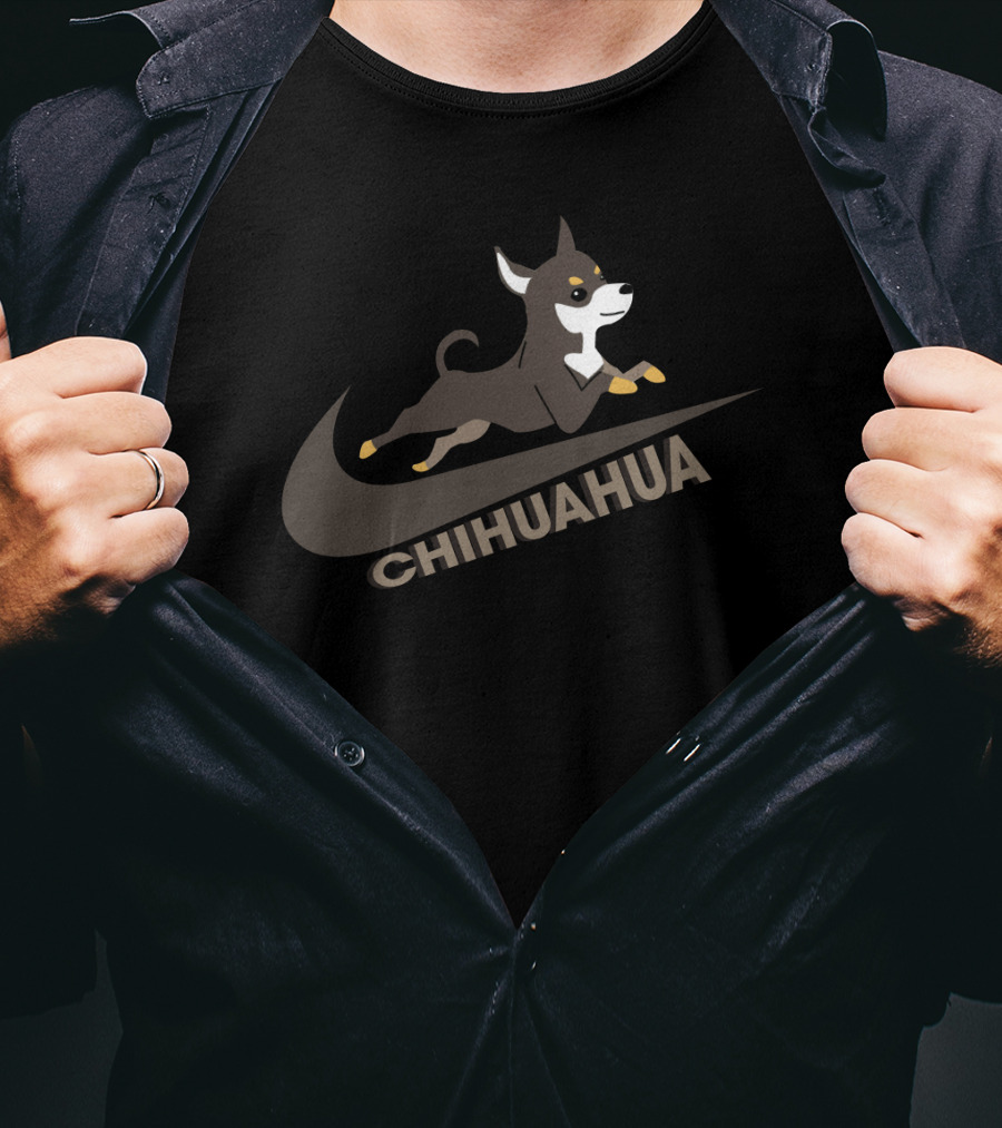 Chihuahua Jumping On Swoosh Logo Dh 36 Nike Style T-Shirt