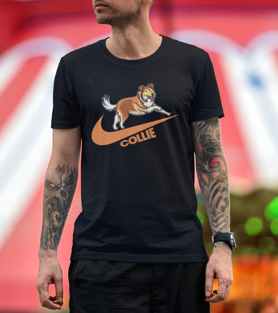 Collie Dh 36 Nike Jumping Dog Swoosh T-Shirt