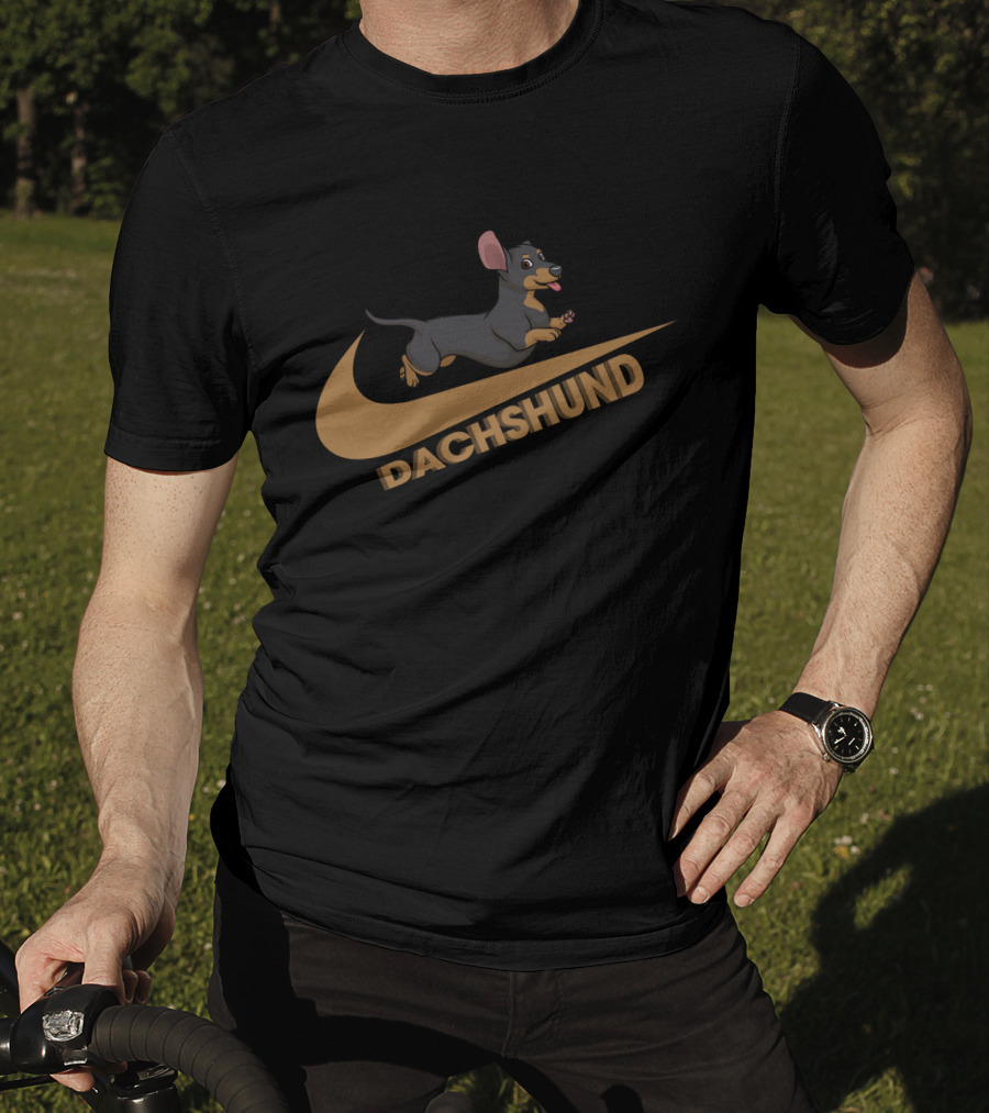 Dachshund Nike Jumping Dog Swoosh T-Shirt