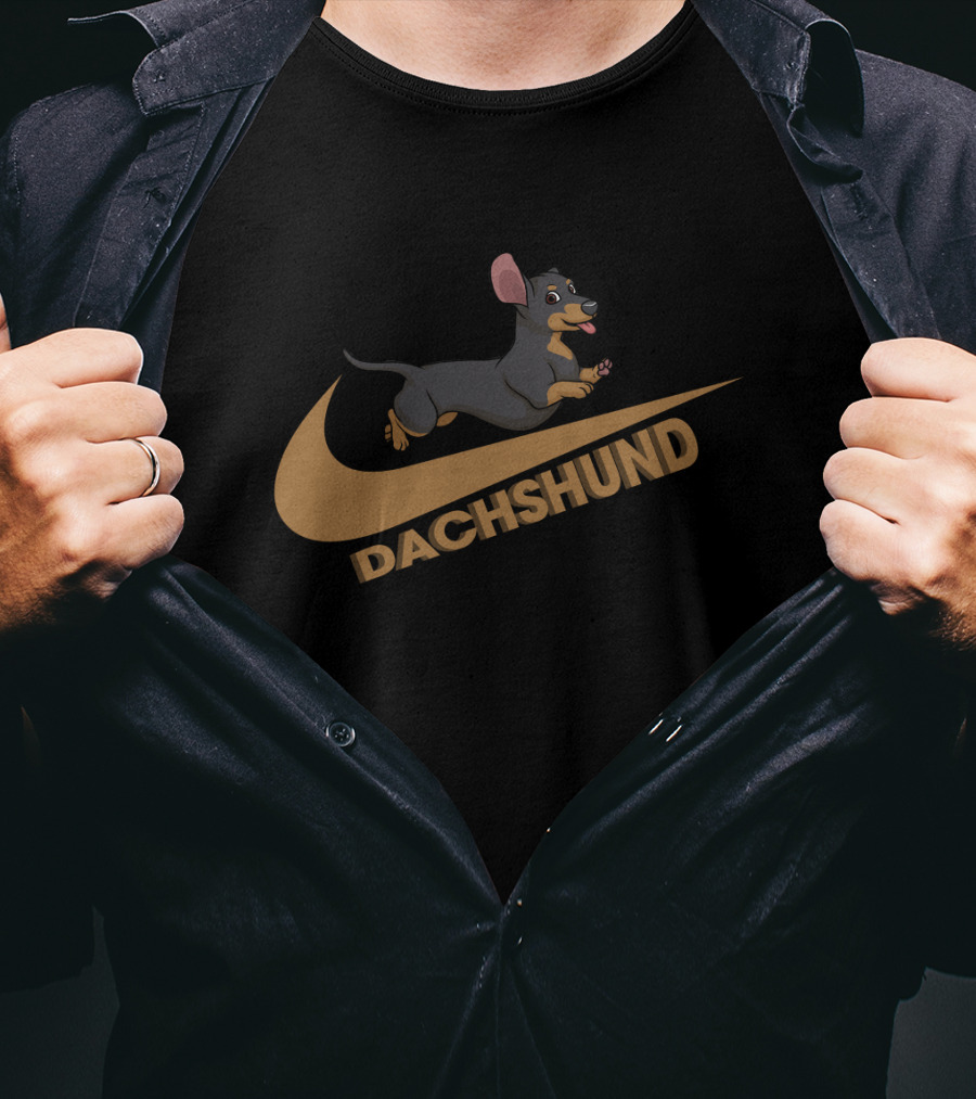 Dachshund Nike Jumping Dog Swoosh T-Shirt