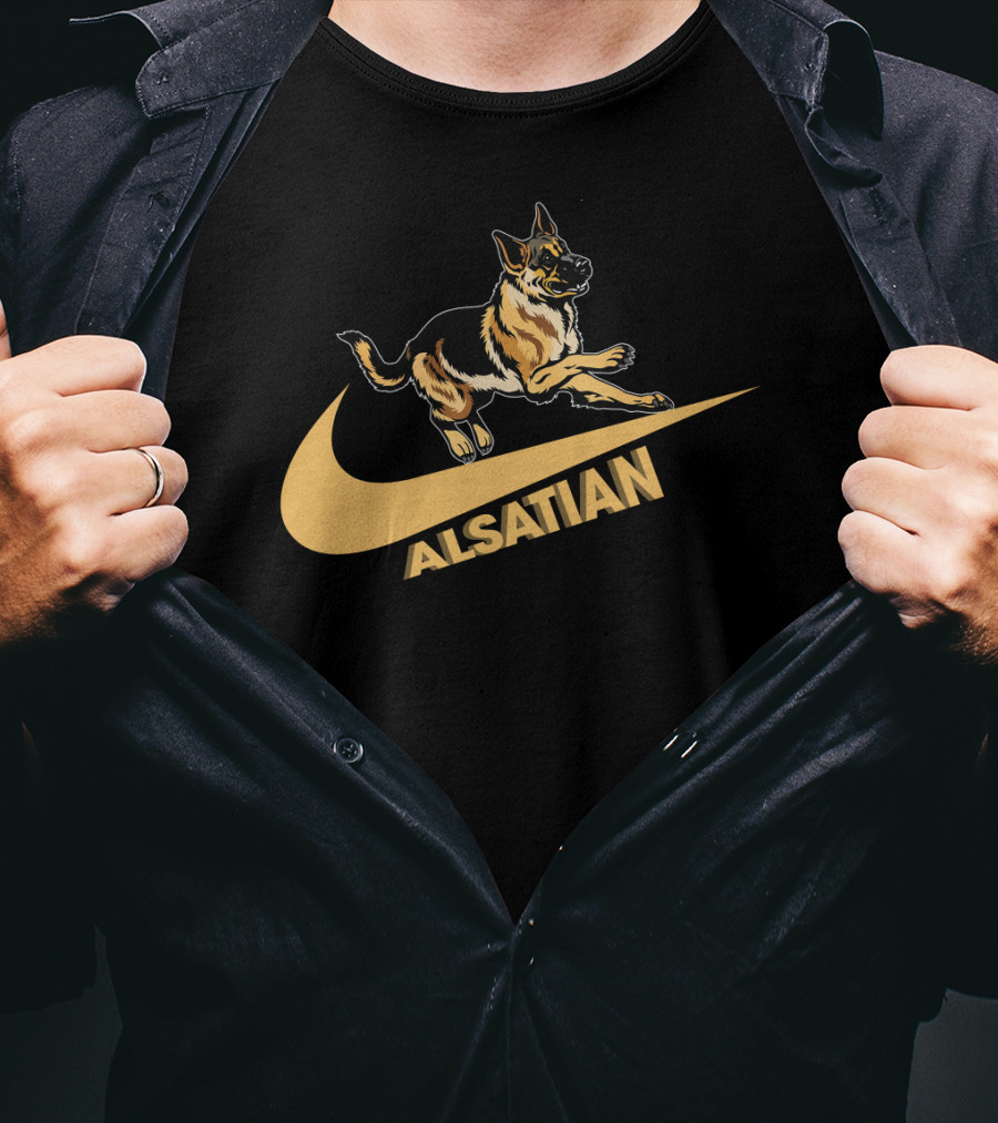 Alsatian German Shepherd Nike Style T-Shirt