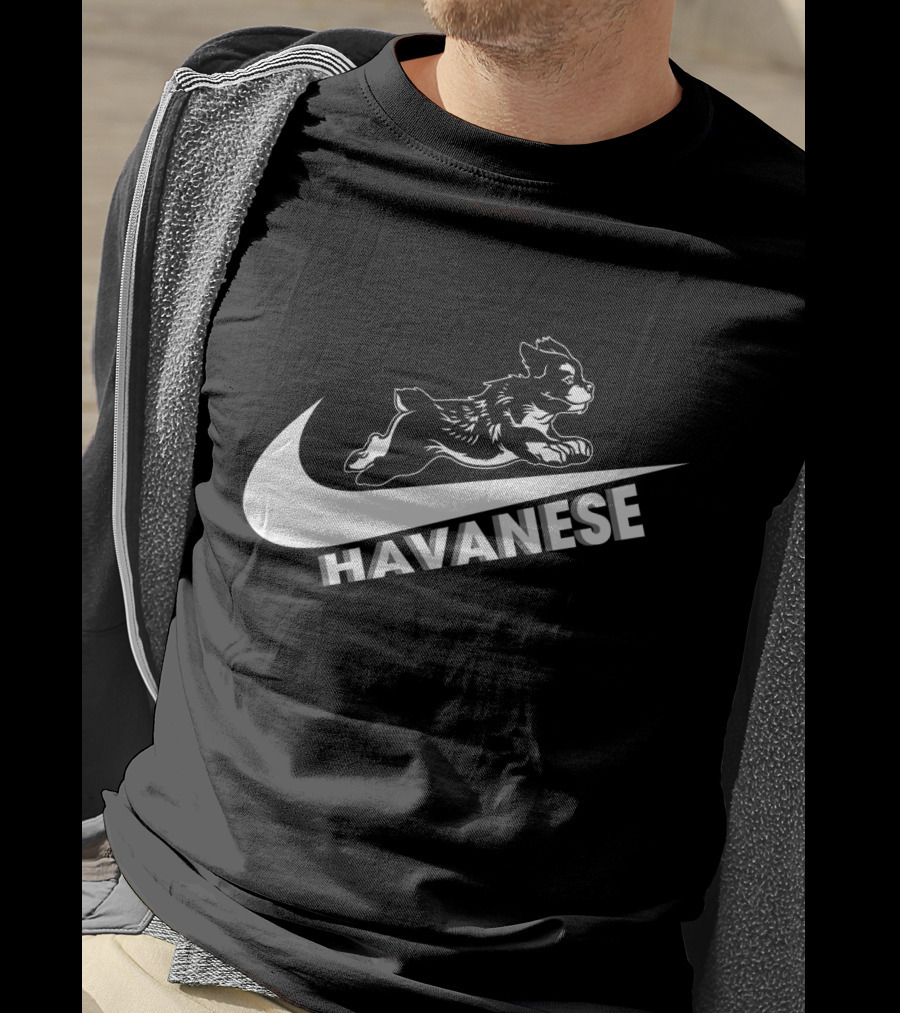Havanese Nike Dog Jumping Swoosh T-Shirt