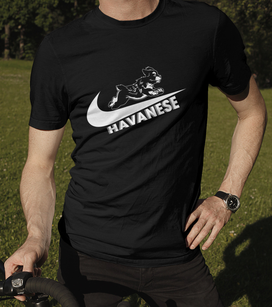 Havanese Nike Dog Jumping Swoosh T-Shirt