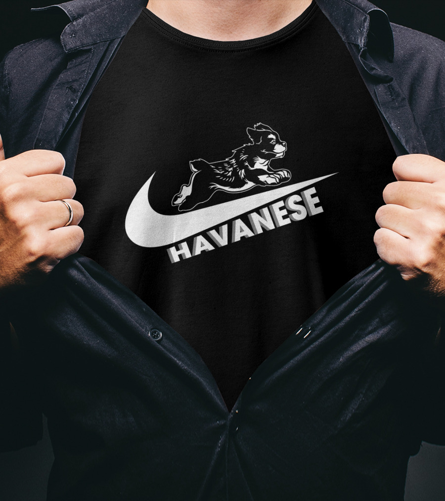 Havanese Nike Dog Jumping Swoosh T-Shirt