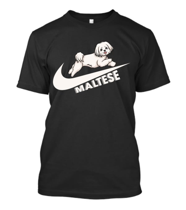 Maltese Dog With Nike T-Shirt