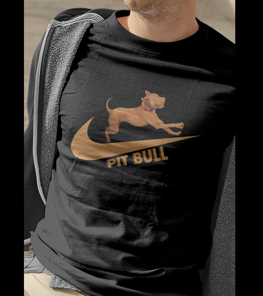 Pit Bull Nike Swoosh Dog Jumping T-Shirt
