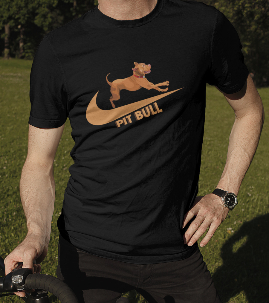 Pit Bull Nike Swoosh Dog Jumping T-Shirt