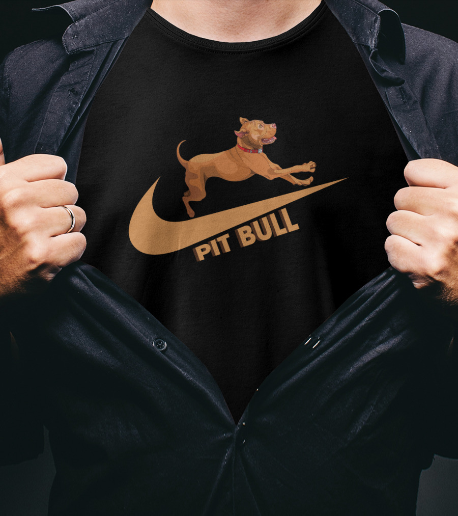 Pit Bull Nike Swoosh Dog Jumping T-Shirt
