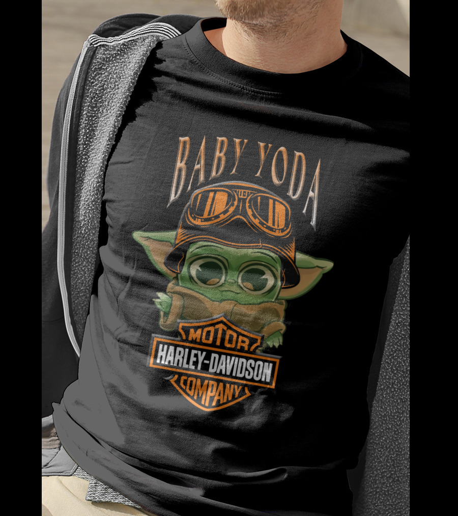 Baby Yoda Harley Davidson Motor Company Cute Dh 33 01 Motorcycle T-Shirt
