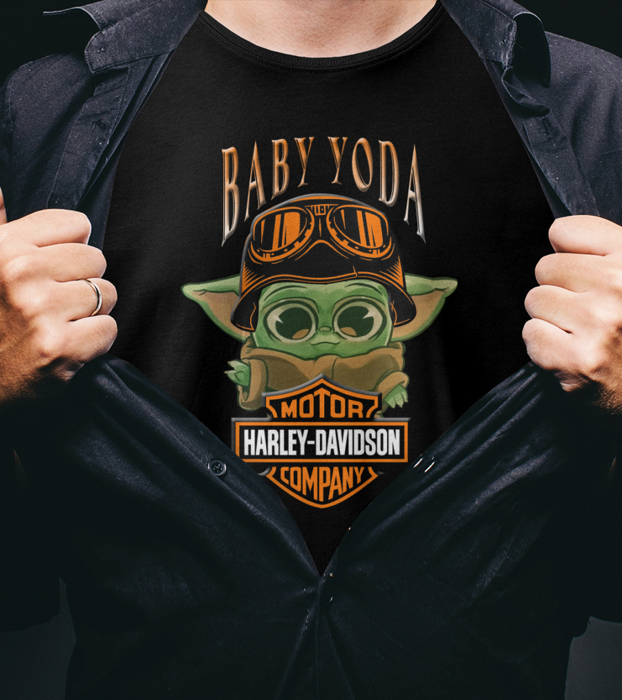 Baby Yoda Harley Davidson Motor Company Cute Dh 33 01 Motorcycle T-Shirt