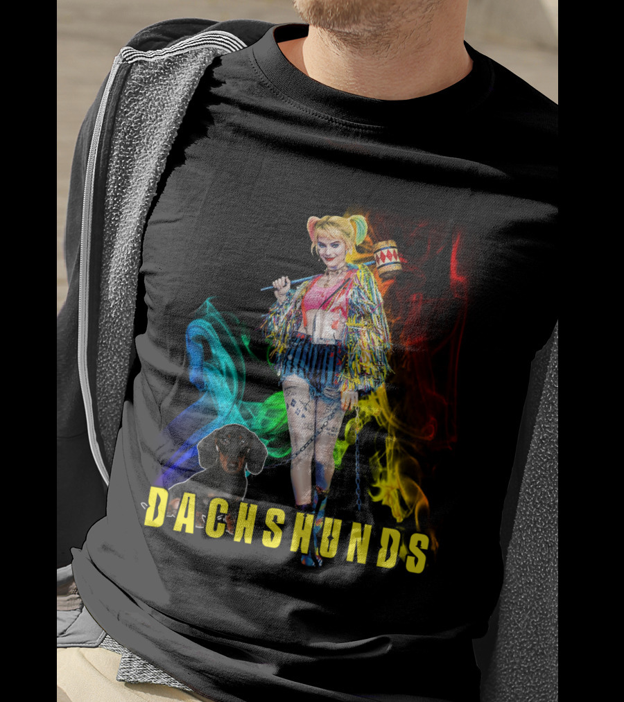 Dachshunds Harley Quinn Colorful Smoke Design Dh T-Shirt