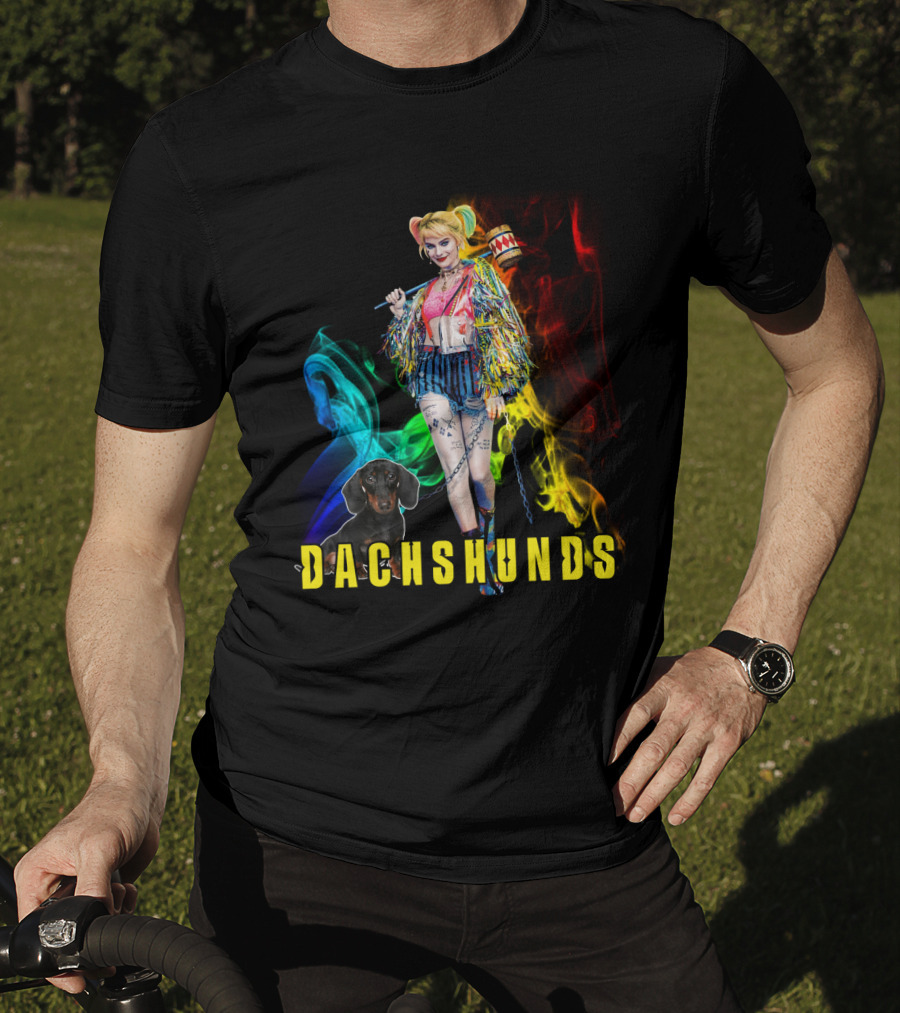 Dachshunds Harley Quinn Colorful Smoke Design Dh T-Shirt