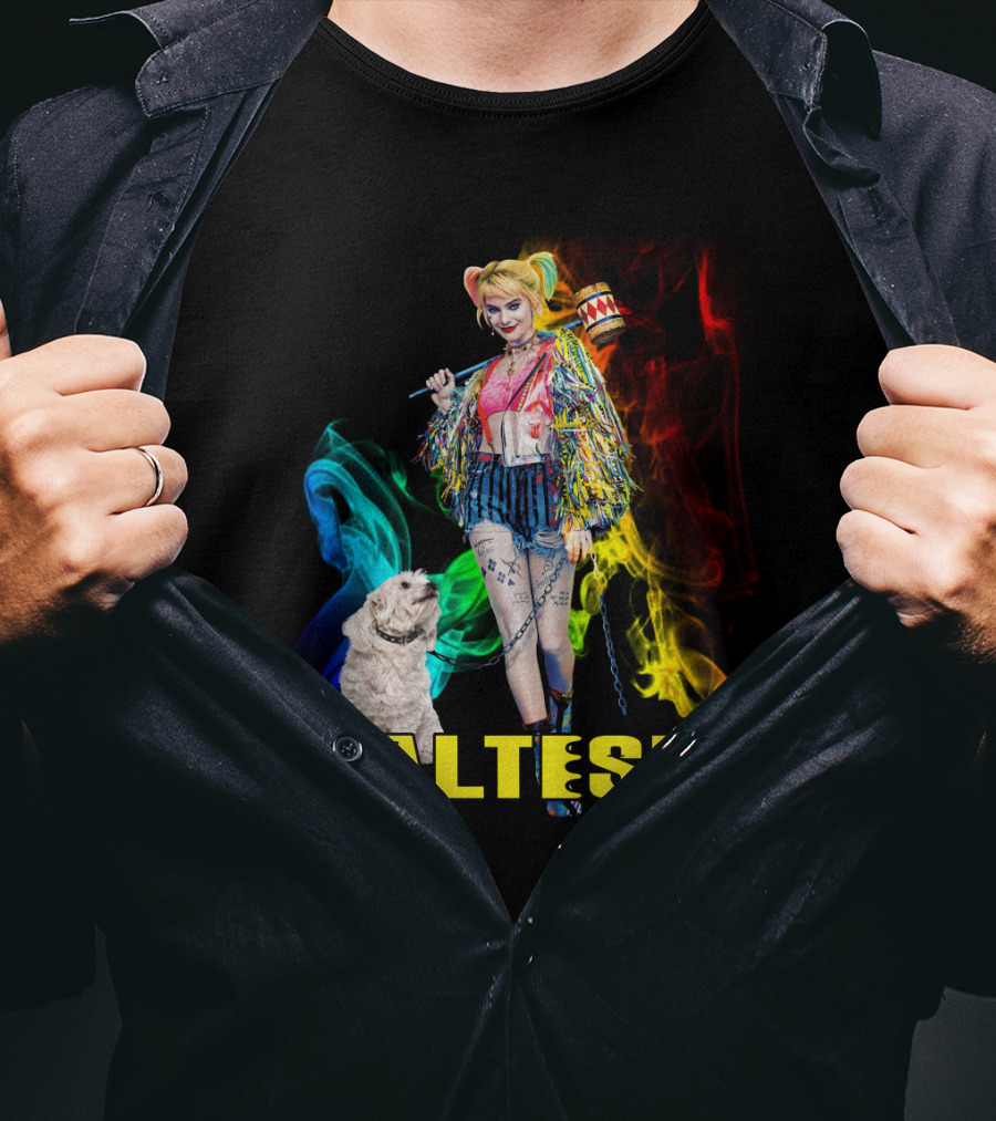 Harley Quinn Colorful Rainbow Malteses T-Shirt