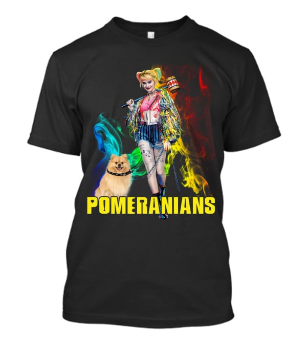 Harley Quinn Pomeranians Colorful Smoke T-Shirt