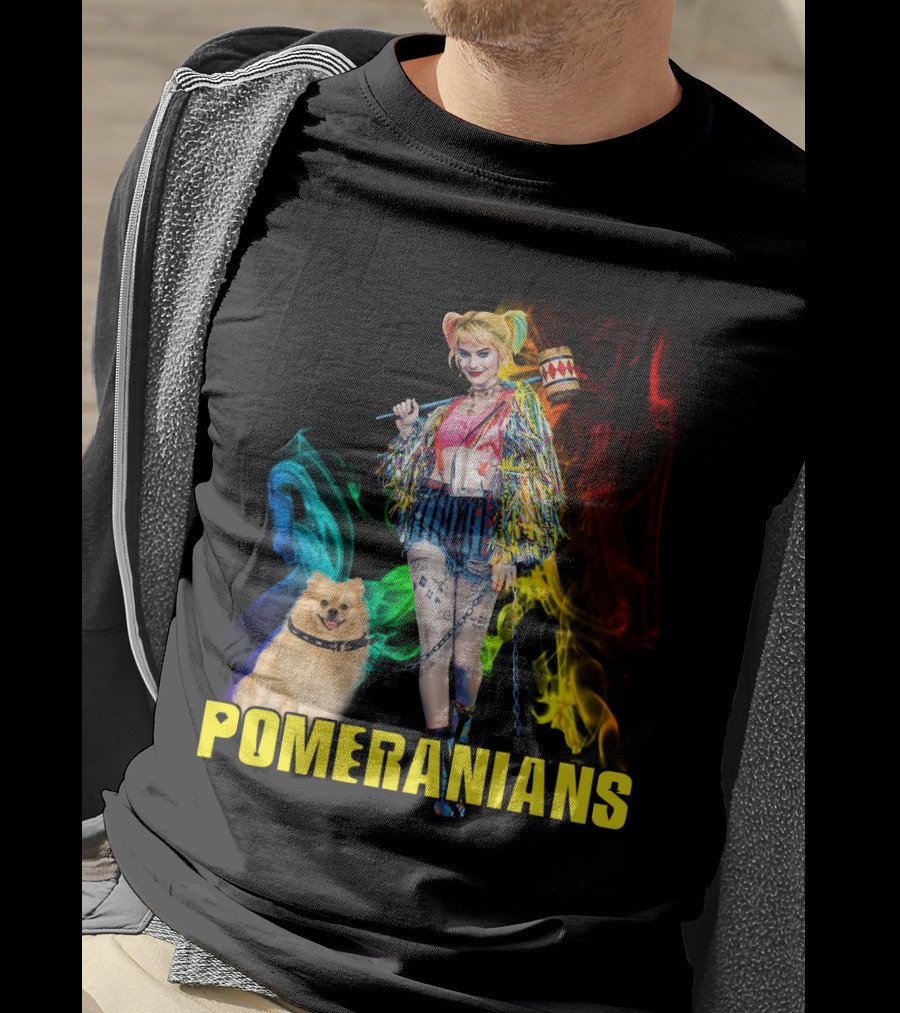 Harley Quinn Pomeranians Colorful Smoke T-Shirt