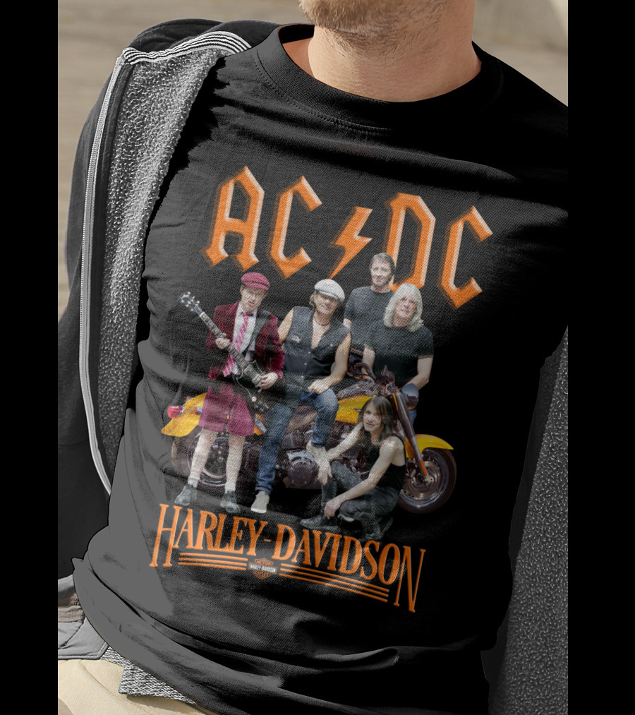 Acdc Harley Davidson Motorcycle Band Members T-Shirt