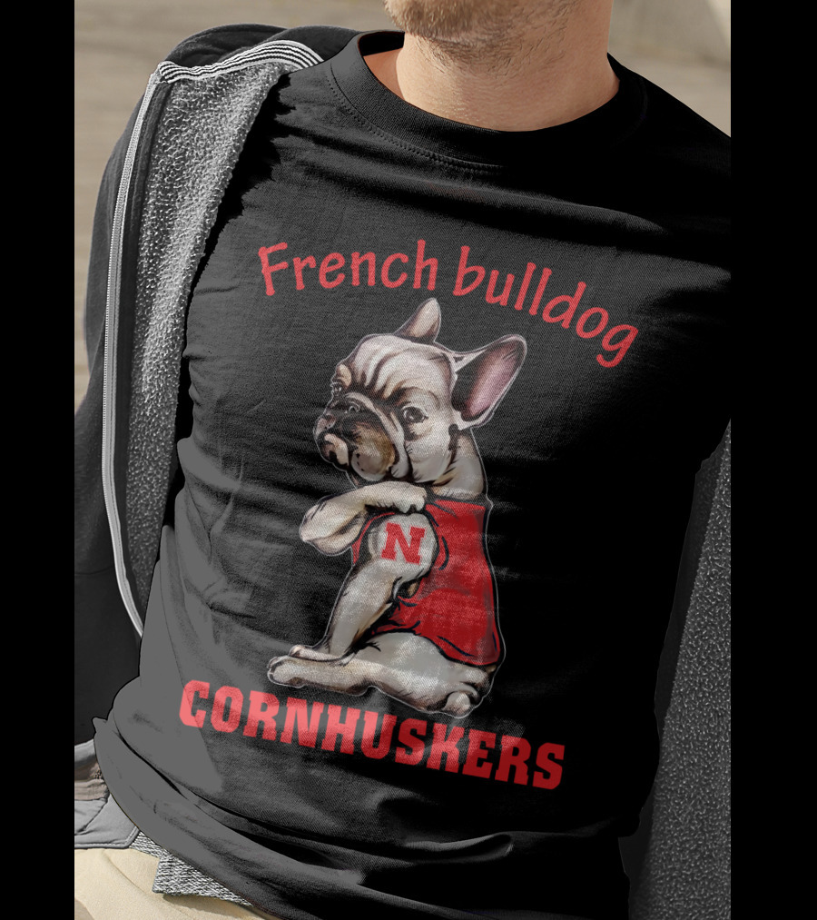 French Bulldog Cornhuskers N Nebraska T-Shirt