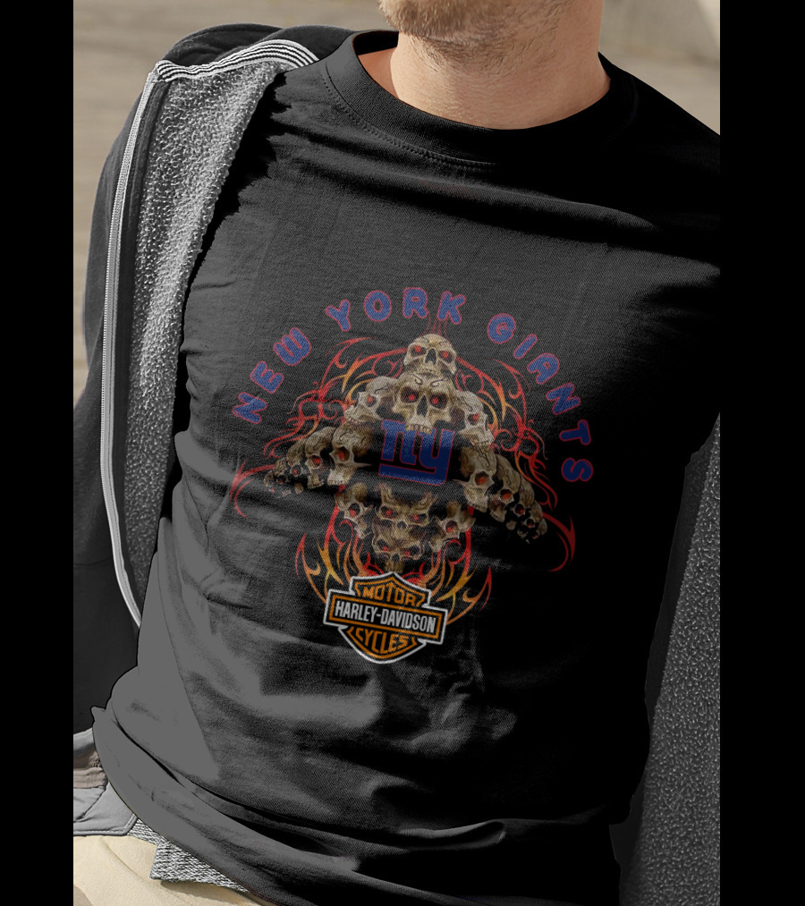 New York Giants Harley Davidson Skulls T-Shirt
