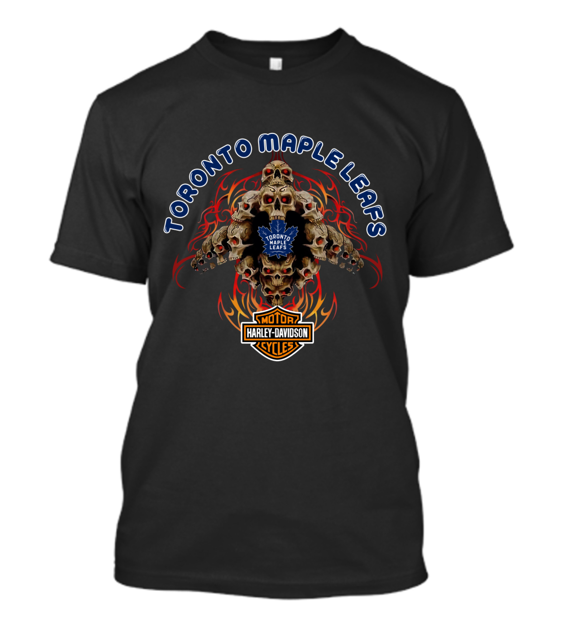 Toronto Maple Leafs Harley Davidson Motorcycle Skulls T-Shirt