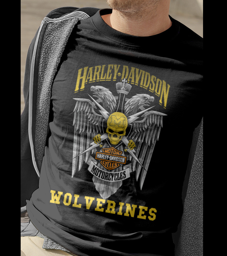Harley Davidson Motorcycles Michigan Wolverines T-Shirt