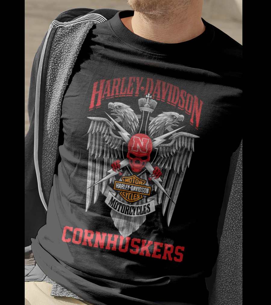 Harley Davidson Motorcycles Nebraska Cornhuskers Motor Cycles T-Shirt