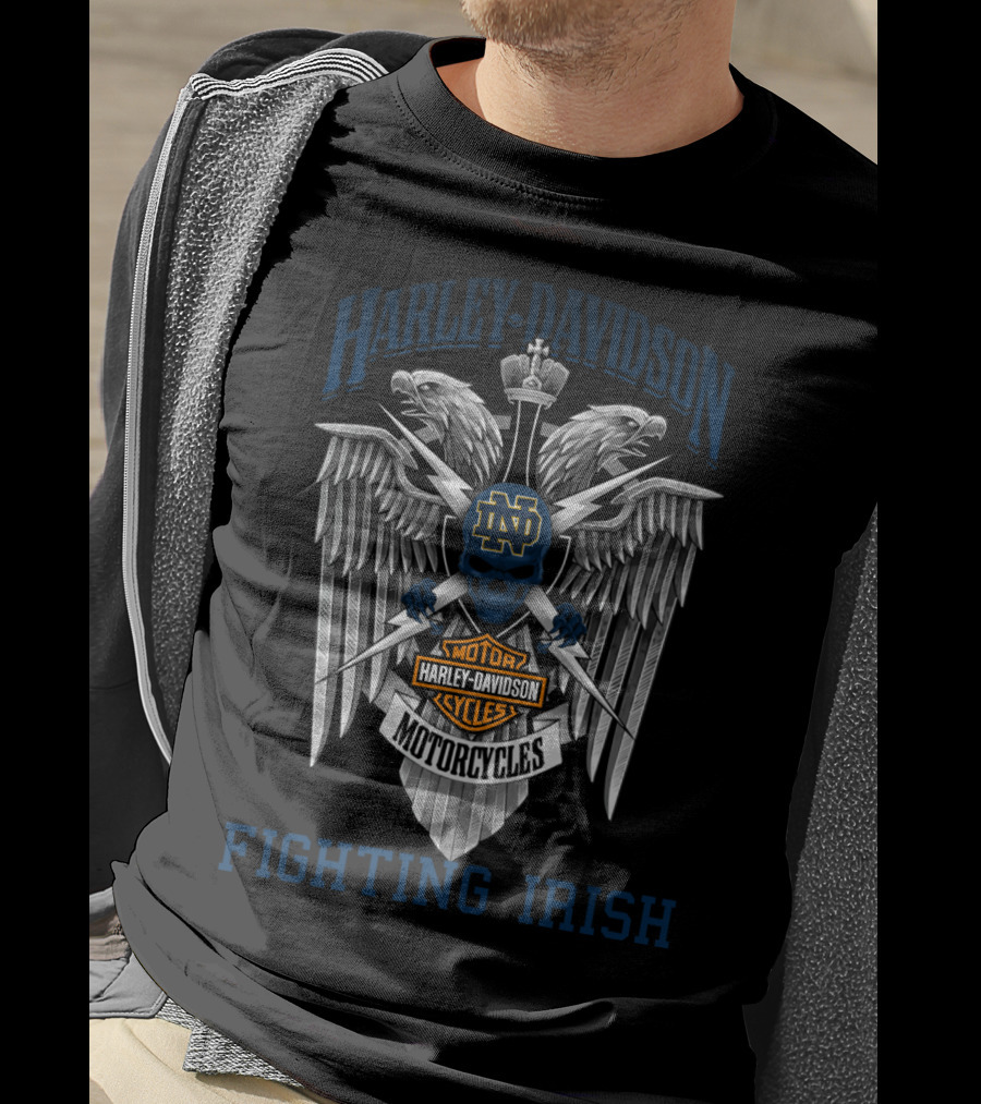 Harley Davidson Notre Dame Fighting Irish Motorcycles Shield T-Shirt