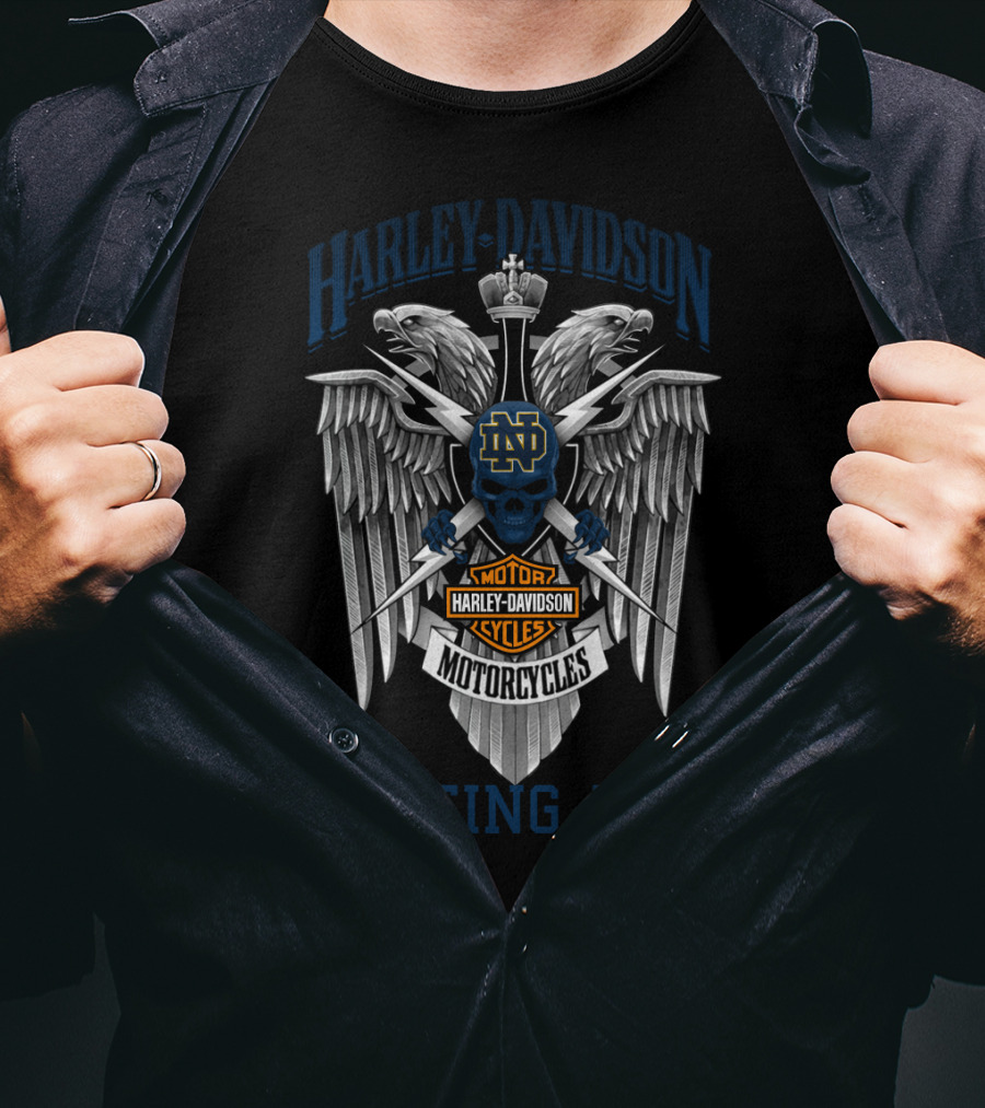 Harley Davidson Notre Dame Fighting Irish Motorcycles Shield T-Shirt
