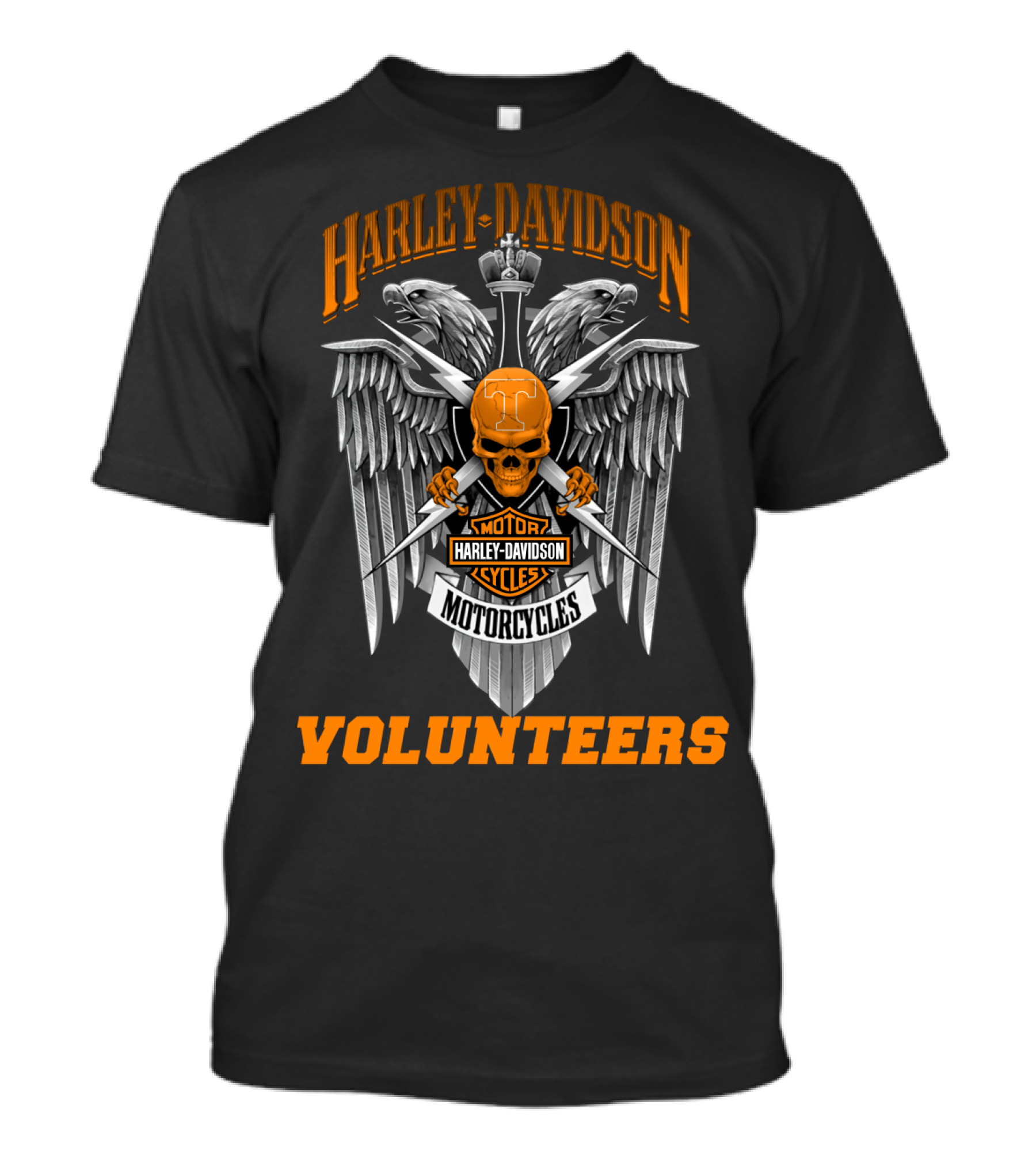 Harley Davidson Motorcycles Tennessee Volunteers Eagle Skull Shield T-Shirt