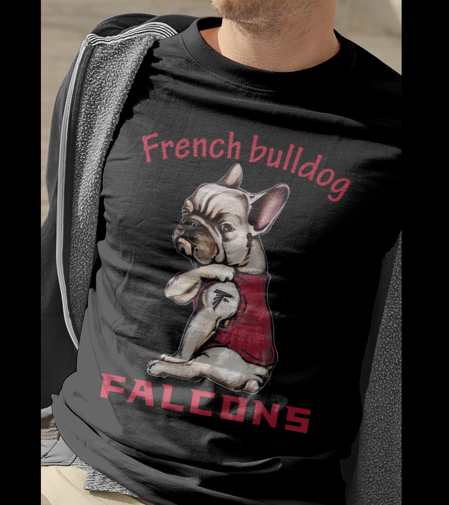 French Bulldog Falcons Nfl Team Logo T-Shirt