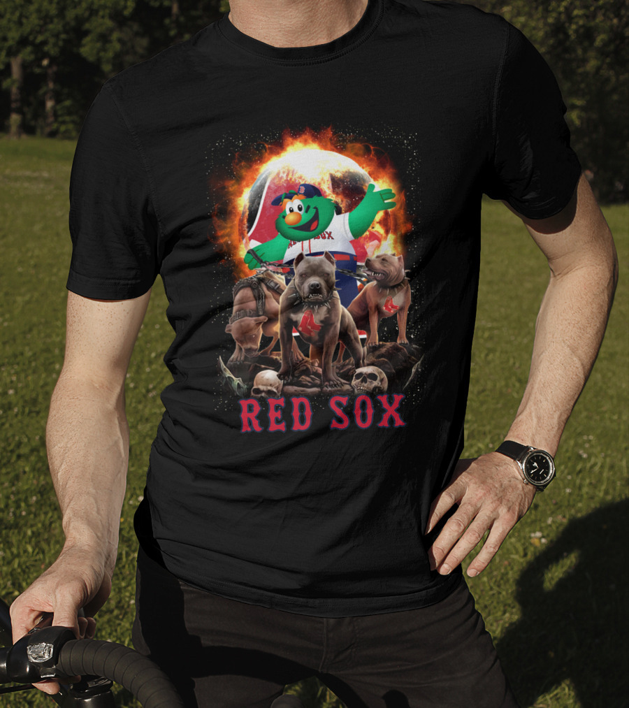 Boston Red Sox Wally Mascot With Fierce Bulldogs And Fiery T-Shirt
