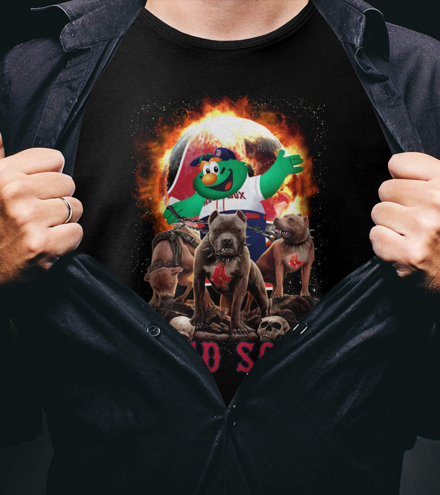 Boston Red Sox Wally Mascot With Fierce Bulldogs And Fiery T-Shirt