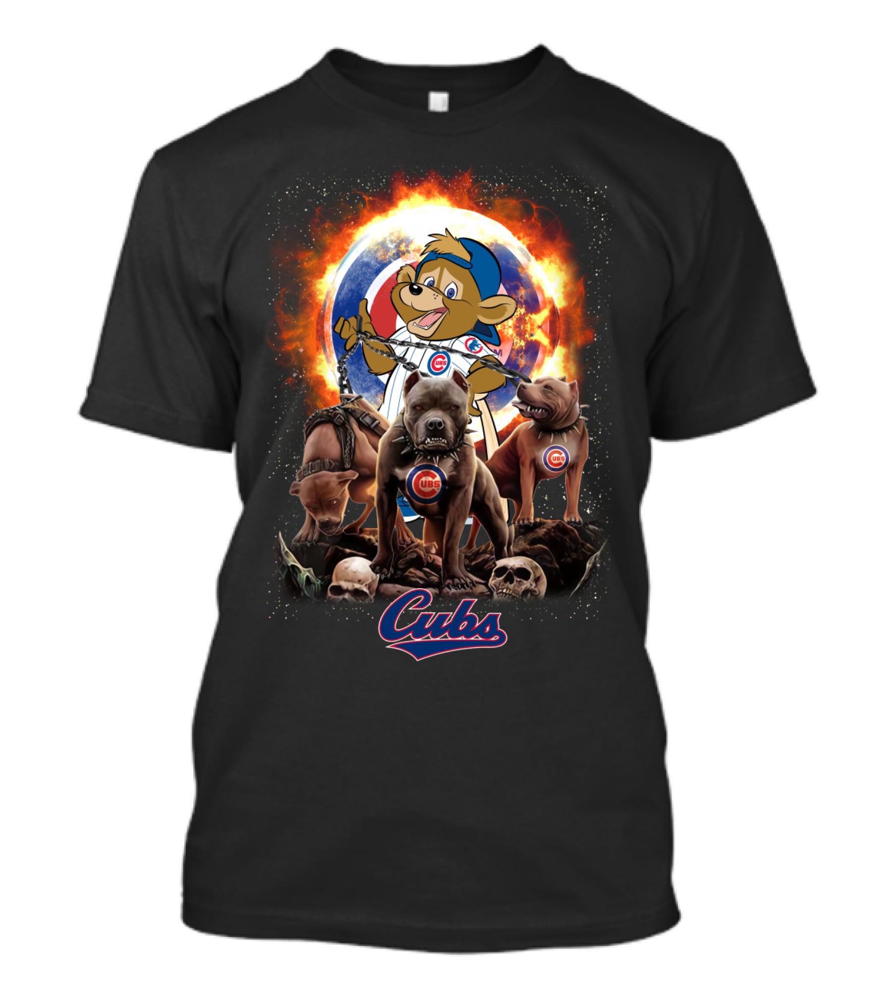Cubs Mascot And Dogs With Chicago Style T-Shirt