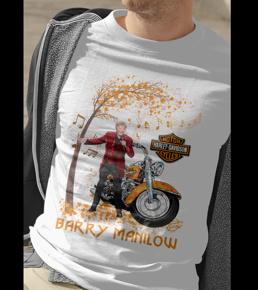 Barry Manilow Harley Davidson Motorcycle Musical Notes T-Shirt