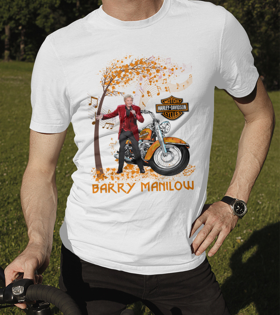 Barry Manilow Harley Davidson Motorcycle Musical Notes T-Shirt