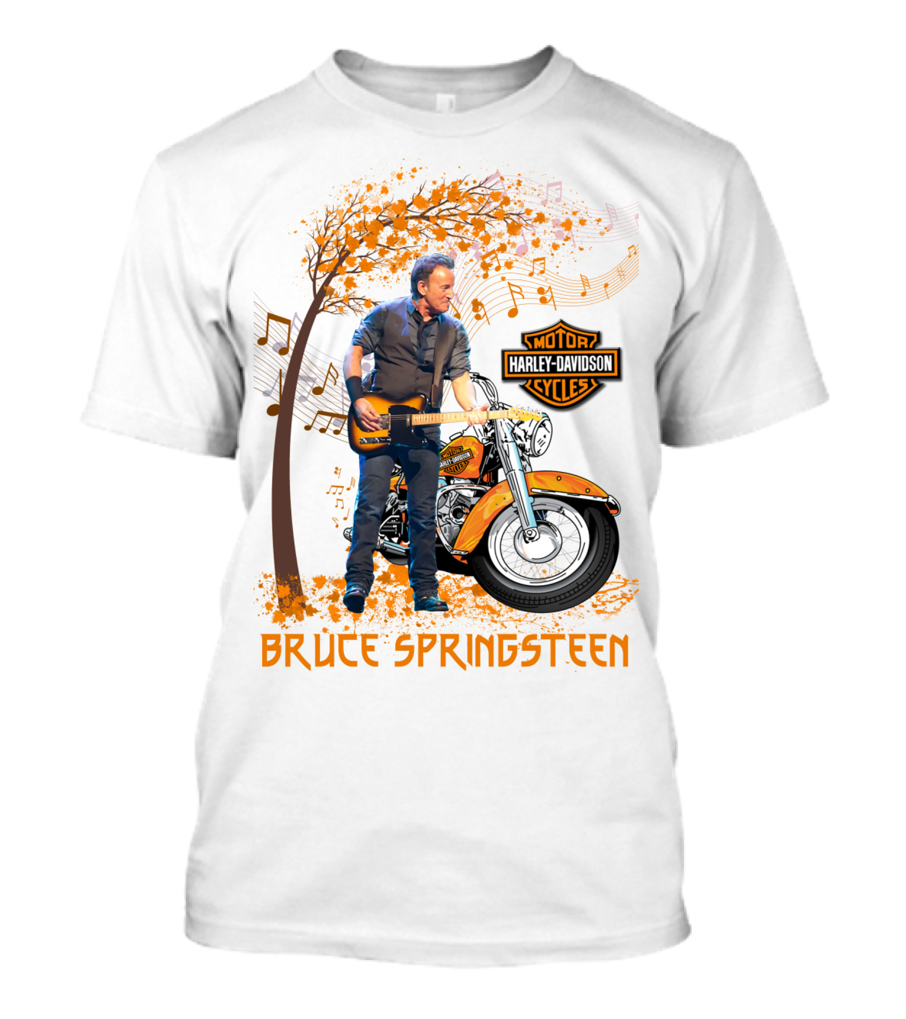 Bruce Springsteen Harley Davidson Motorcycles Music Theme T-Shirt