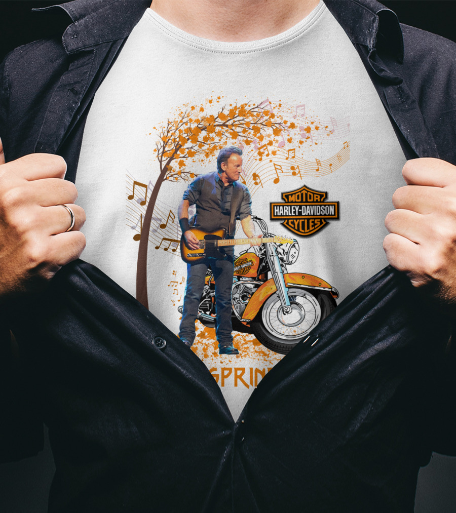 Bruce Springsteen Harley Davidson Motorcycles Music Theme T-Shirt