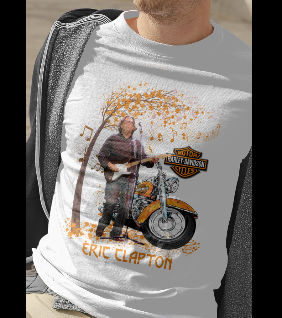 Eric Clapton Harley Davidson Guitar And Motorcycle Music Theme T-Shirt