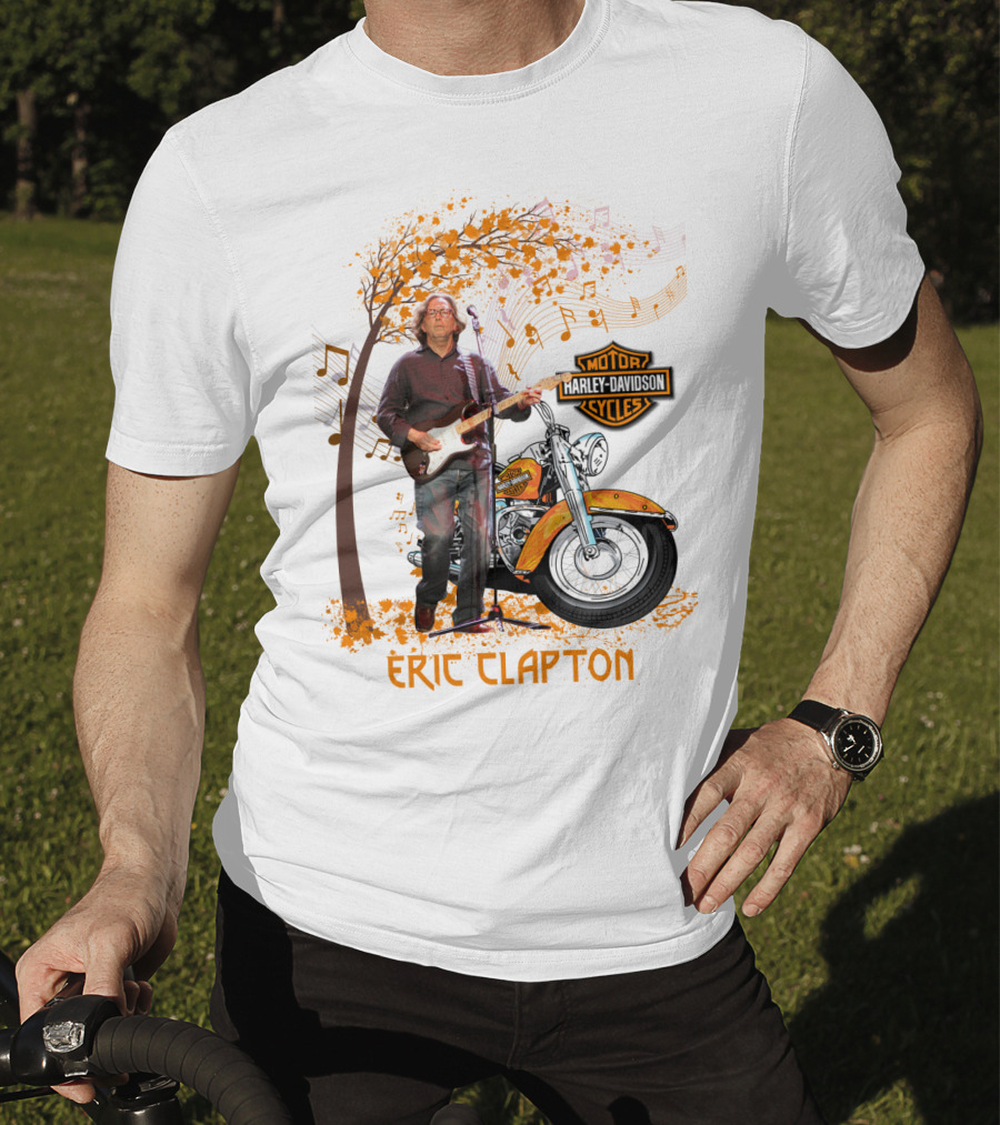 Eric Clapton Harley Davidson Guitar And Motorcycle Music Theme T-Shirt