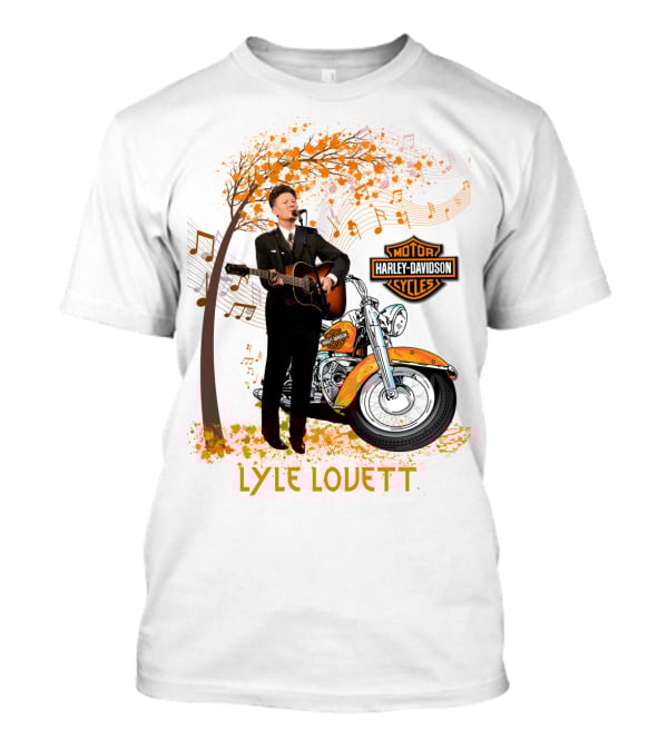 Lyle Lovett Harley Davidson Guitar Music Theme With Motorcycle And Notes T-Shirt