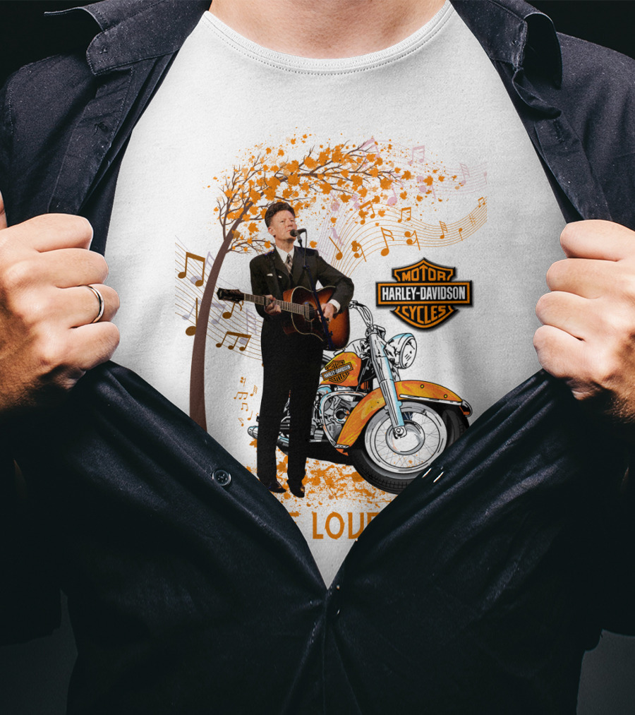 Lyle Lovett Harley Davidson Guitar Music Theme With Motorcycle And Notes T-Shirt