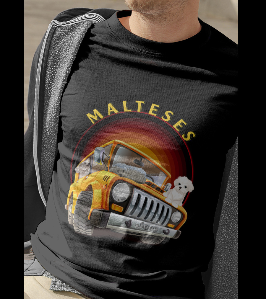 Malteses Jeep With Maltese Dogs T-Shirt