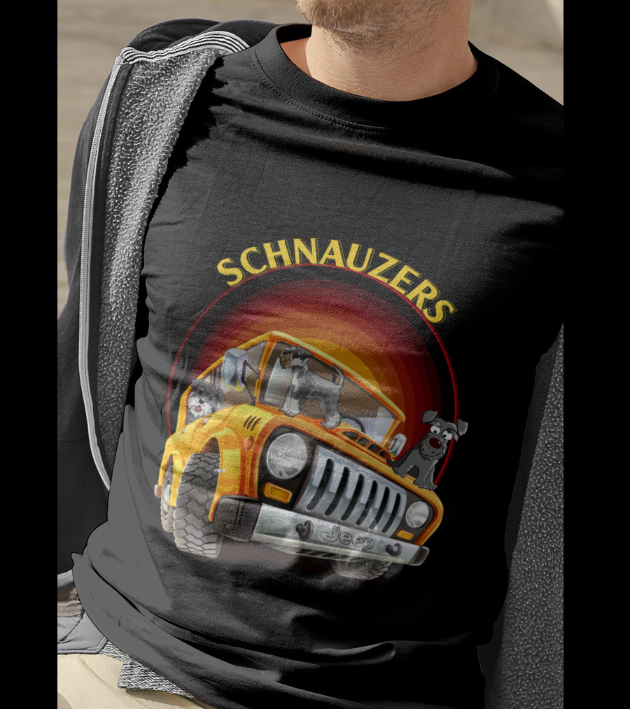 Schnauzers Jeep Adventure In Orange Cruiser T-Shirt